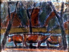 Копия картины "resting cows" художника "надь иштван"