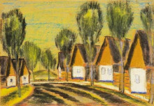 Копия картины "village-row of houses" художника "надь иштван"