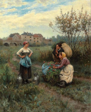 Репродукция картины "three women in a landscape" художника "найт дэниел риджуэй"