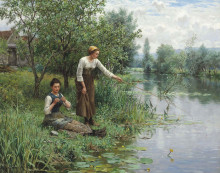 Картина "two women fishing" художника "найт дэниел риджуэй"