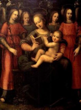 Репродукция картины "madonna with child and four angels" художника "нелли плавтилла"