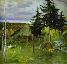 Картина "autumn in a village" художника "нестеров михаил"