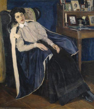 Копия картины "портрет о.м.нестеровой, дочери художника" художника "нестеров михаил"