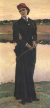 Копия картины "portrait of olga nesterova (woman in a riding habit)" художника "нестеров михаил"