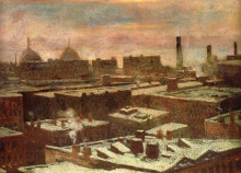 Картина "view of city rooftops in winter" художника "ондердонк роберт джулиан"