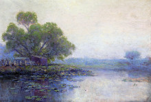 Репродукция картины "morning on the pond" художника "ондердонк роберт джулиан"