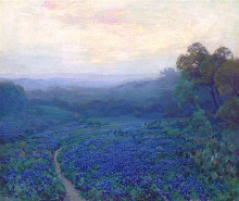 Репродукция картины "path through a field of bluebonnets" художника "ондердонк роберт джулиан"