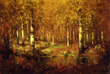 Репродукция картины "autumn birches, central park" художника "ондердонк роберт джулиан"