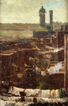 Репродукция картины "hudson river view" художника "ондердонк роберт джулиан"
