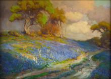 Копия картины "late afternoon in the bluebonnets, s. w. texas" художника "ондердонк роберт джулиан"