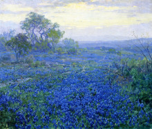 Копия картины "a cloudy day, bluebonnets near san antonio, texas" художника "ондердонк роберт джулиан"