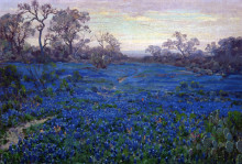 Копия картины "bluebonnets at twilight, near san antonio" художника "ондердонк роберт джулиан"