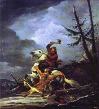 Картина "cossack fighting off a tiger" художника "орловский александр"