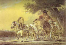 Репродукция картины "peasant in a cart" художника "орловский александр"