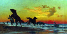 Картина "bathing horses" художника "орловский владимир"