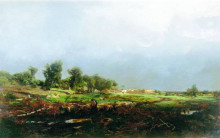 Репродукция картины "storm in the field" художника "орловский владимир"