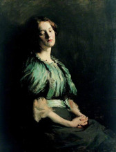 Репродукция картины "portrait of a girl wearing a green dress" художника "орпен уильям"