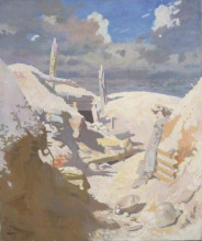 Репродукция картины "a gunner&#39;s shelter in a trench, thiepval" художника "орпен уильям"