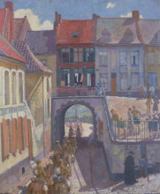 Репродукция картины "the household brigade passing to the ypres salient, cassel" художника "орпен уильям"