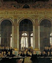 Репродукция картины "подписание мира в зеркальном зале" художника "орпен уильям"