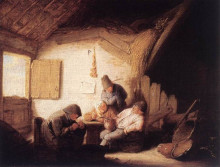 Картина "village tavern with four figures" художника "остаде адриан ван"