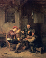 Картина "three peasants at an inn" художника "остаде адриан ван"