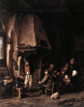 Репродукция картины "interior of a farmhouse with skaters" художника "остаде адриан ван"