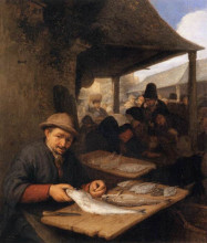 Репродукция картины "the fishmarket" художника "остаде адриан ван"