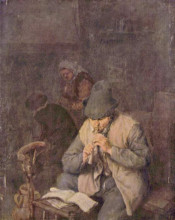 Репродукция картины "the flute player" художника "остаде адриан ван"