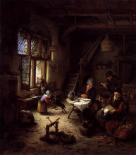 Копия картины "peasant family in a cottage interior" художника "остаде адриан ван"