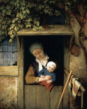 Копия картины "mother holding her child in a doorway" художника "остаде адриан ван"
