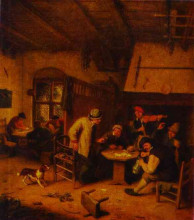 Копия картины "in a tavern" художника "остаде адриан ван"