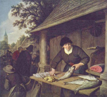 Репродукция картины "the fishwife" художника "остаде адриан ван"