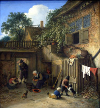 Репродукция картины "the cottage dooryard" художника "остаде адриан ван"