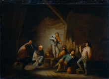 Репродукция картины "dancing couple and merry company in an interior" художника "остаде адриан ван"