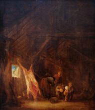 Копия картины "a barn interior with a slaughtered pig, children playing beyond" художника "остаде исаак ван"