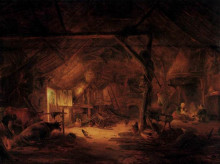 Репродукция картины "barn interior" художника "остаде исаак ван"