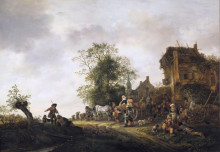 Картина "travellers outside an inn" художника "остаде исаак ван"