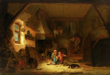 Репродукция картины "interior with children" художника "остаде исаак ван"