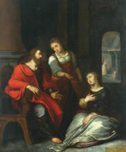 Репродукция картины "christ in the house of martha and mary" художника "отто ван веен"