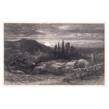 Копия картины "the rising moon or an english pastoral or evening pastures" художника "палмер сэмюэл"