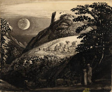 Картина "the harvest moon. drawing for ‘a pastoral scene’ 1832" художника "палмер сэмюэл"