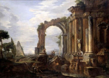 Копия картины "capriccio of classical ruins" художника "панини джованни паоло"