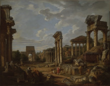 Копия картины "a capriccio of the roman forum" художника "панини джованни паоло"