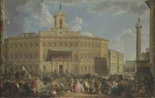 Репродукция картины "the lottery at palazzo montecitorio" художника "панини джованни паоло"