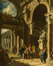 Репродукция картины "alexander the great cutting the gordian knot" художника "панини джованни паоло"