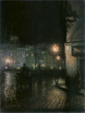 Копия картины "market square of warsaw by night" художника "панкевич юзеф"