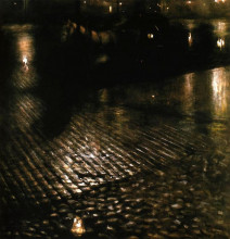 Копия картины "warsaw cab at night" художника "панкевич юзеф"