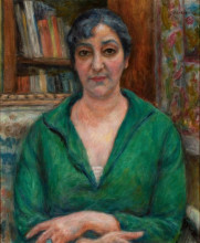 Копия картины "portret żony w zielonym swetrze" художника "панкевич юзеф"