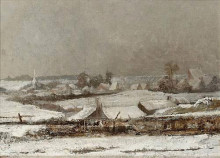 Репродукция картины "village sous la neige (vall&#233;e de la meuse)" художника "пантазис перикл"